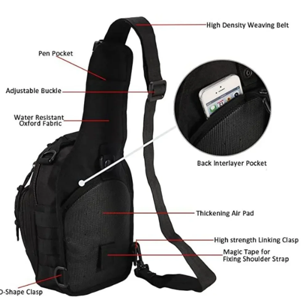 FLAPI Outdoor Military Black Sling  Backpack